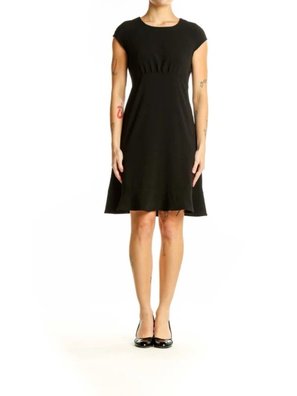 Banana Republic Dress Size 4 Black Fit Flare Cap Sleeve Empire Waist Was $89.99 - Picture 2 of 12